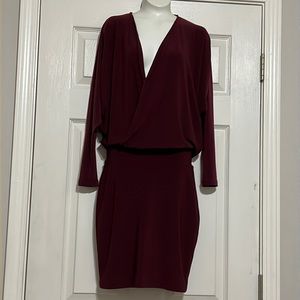 Abi Ferrin burgundy color pullover V-neck dress, size XXS